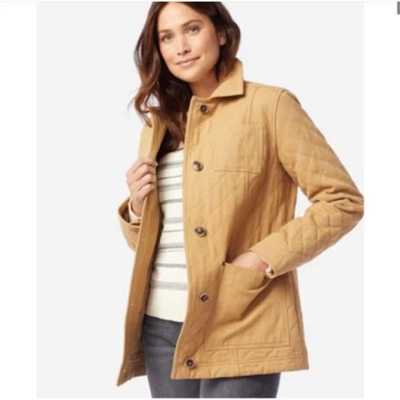 Pendleton Tan Quilted Jacket Coat with Buttons, Size SML - Picture 2 of 14